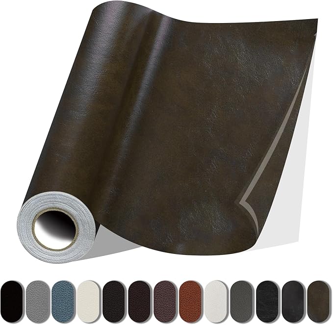 Lifeshoon Leather Repair Patch, 17X79 Inch Glossy Self Adhesive Leather Repair, Large Vinyl Patch Tape for Couches, Furniture, Car Seats, Cabinets, Wall, Handbags （17X79 Inch, Dark Brown）