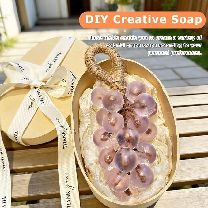 DIY Soap Making Kit, Silicone Grape Molds, Handmade Soap Mold for Craft & Gift (Without Soap)(2 Color,Size:6.9inch)