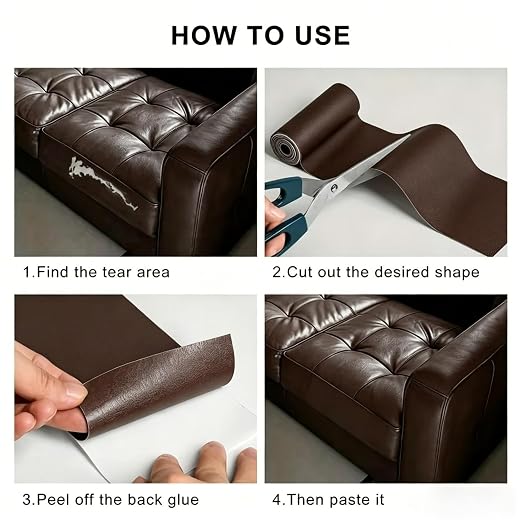 SYRKRC Leather Self Adhesive Leather Repair Set, Leather Repair Patch, Faux Leather Patches, Leather Repair and Renovation for Sofa, Car Seats, Leather headboard, (Reddish Brown, 17 x 79 Inch)