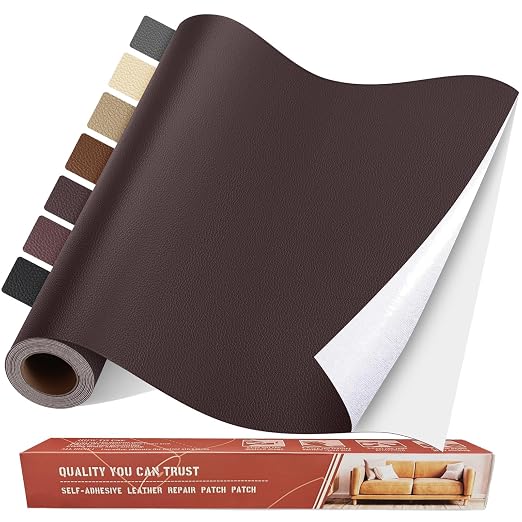 Self Adhesive Leather Repair Patch Kit, 31.4 in x 16 in Large Vinyl Leather Repair Tape for Furniture, Car Seat, Couch, Sofa, Chair Dark Brown