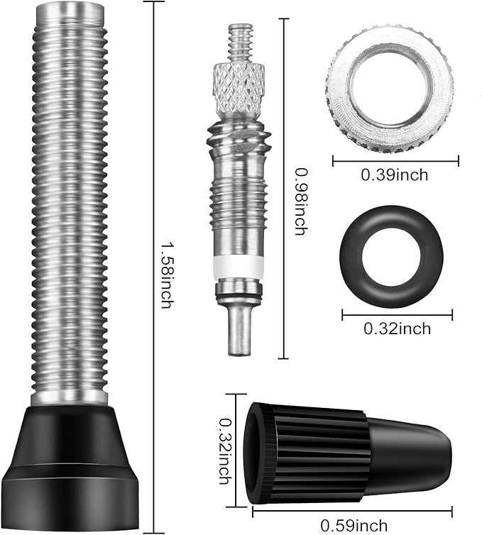 Hestya 9 Pieces Presta Valve Stem 40 mm Tubeless Presta Valve Stem Core Remover Tool Kit for Bicycle MTB and Road Bike Repair(Black)