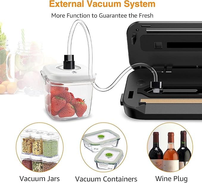 Updated Vacuum Sealer Machine，MEGAWISE Food Sealer w/Starter Kit (Black)