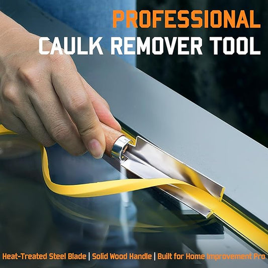 Professional Caulk Remover Tool – Heat-Treated Caulking Tool with 90° Sharp Blade & Solid Wood Handle, Saves Time for Home Improvement, Durable Grout & Silicone Remover Tool