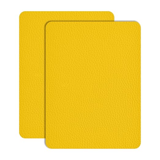 Leather Repair Patch Tape 8×12 inch 2 pcs Furniture Leather Strong Self Adhesive Tape for Sofas Couch Car Seats Cabinets Bags Anti Scratch Patches First Aid Patch Fixing Leather Yellow
