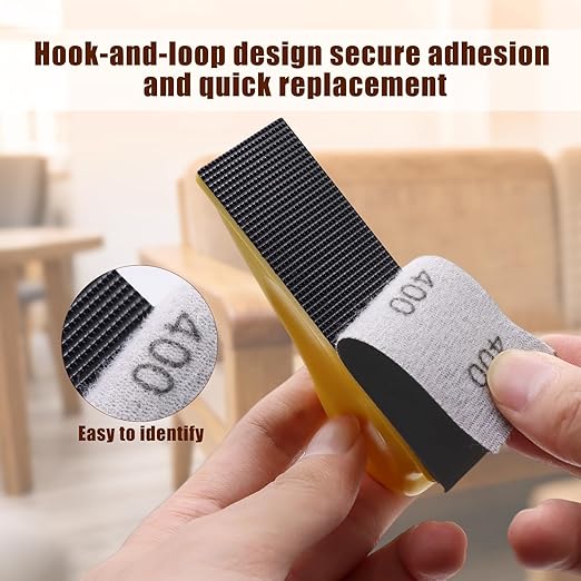 ZEHIQ 130PCS Mini Detail Sanding Kit 60-10000 Grit, Wet/Dry Hook-and-Loop Silicon Carbide Sandpaper with 3.5"x1" Ergonomic PU Sanding Block for DIY Wood Metal Furniture Polishing