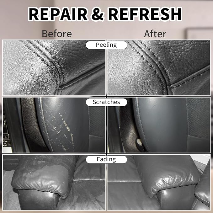 Leather Recoloring Balm,8.5oz Leather Color Restorer,Dark Gray Leather Repair kit for Furniture and Car Interior,Leather Couch Scratch Repair,Leather Dye Paint for Faded,Cracked and Damaged Leather