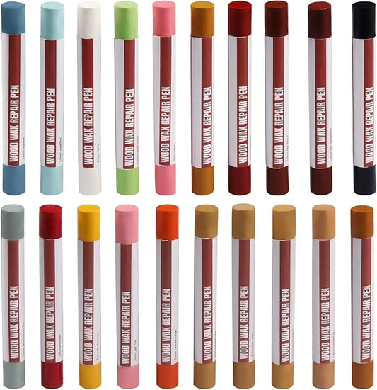 Wood Filler Sticks，20 Colors Wood Repair Wax Crayons Furniture Markers Touch up for Repairing Scratches, Scuffs, Cracks, Dings and Holes in Wood Floors, Cabinets, Furniture (Color Series)