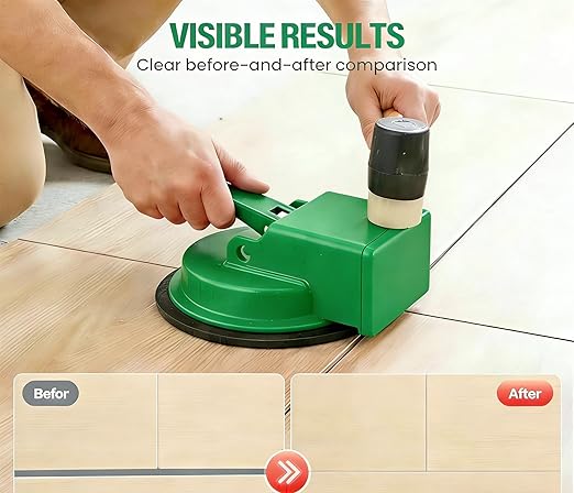 Floor Gap Fixer Tool, Cast Aluminum, Heavy Duty Flooring Repair Kit with Vacuum Suction Cup for Laminate, Vinyl, Wood and Tile Floors (Green)