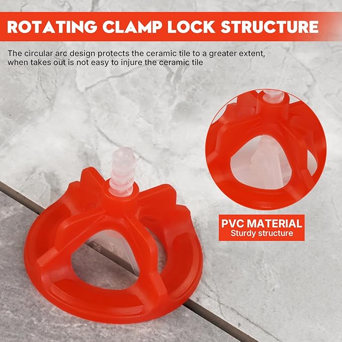 DGSL Tile Leveling System 1/16", 900 Pcs Tile Spacers and 300 Pcs Red Cap, Tile Spacers Leveling System for Professional Ceramic Tile and Stone Installation, Precision Gap Control
