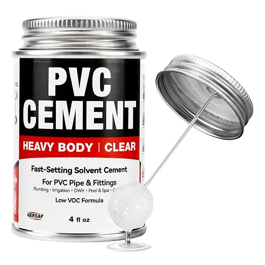 VERSAF PVC Cement, Heavy Duty Fast-Setting Solvent Weld Glue for PVC Pipe, Plumbing, Irrigation & Vinyl Repair, Waterproof Clear Finish, 4 fl oz