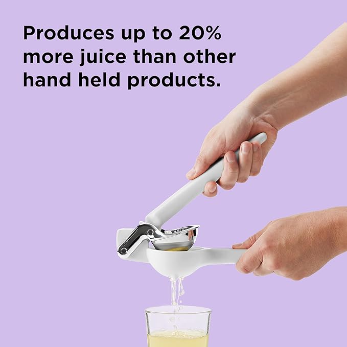 Chef'n FreshForce Lemon Squeezer Citrus Juicer, Manual Hand Press with Dual-Gear Power for Maximum Juice Extraction, Durable, Baking White