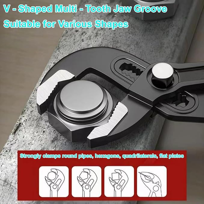7-Inch Groove Joint Pliers - Upgraded 42mm Wide Opening Water Pump Pliers, V-Jaw Channel Locks for Home & Industrial Repairs,chrome vanadium steel