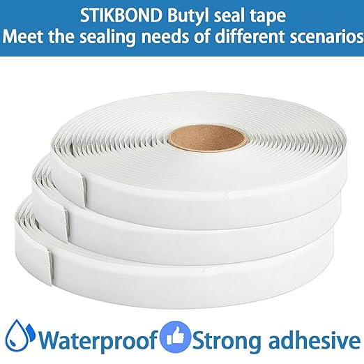 3-Packs Grey Butyl Putty Tape 1/8-Inch x 3/4-Inch x 30-Foot for RV Repair,Boat Sealing ,EDPM Rubber Roof Patching ,Window Repair, Vent Sealing and Home Repair