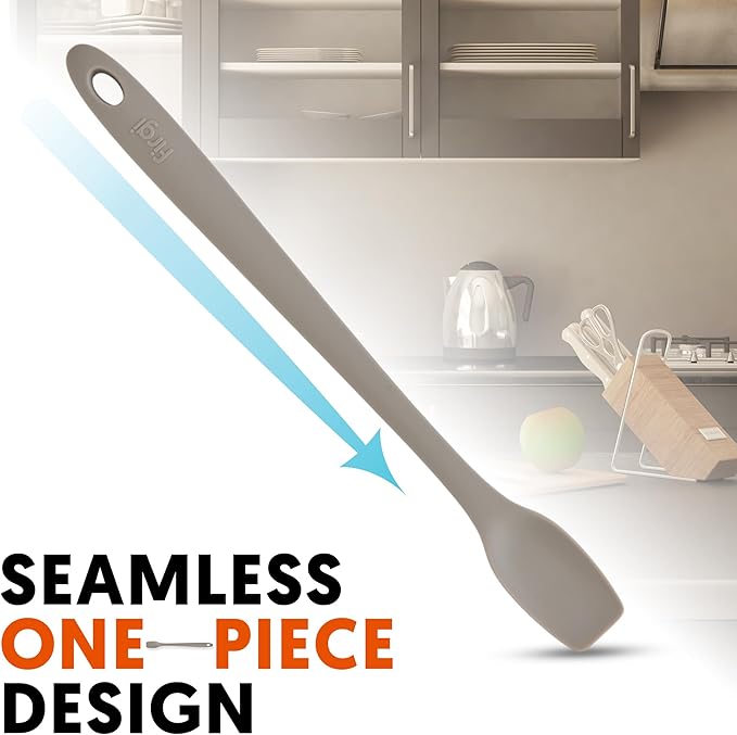 Platinum Silicone Topping Spatula for Cooking – BPA Free Heat Resistant Cooking Utensils for Non Stick Pans – One-Piece Spoonula for Baking, Mixing & More – Kitchen Scraper 10.7” WarmGray