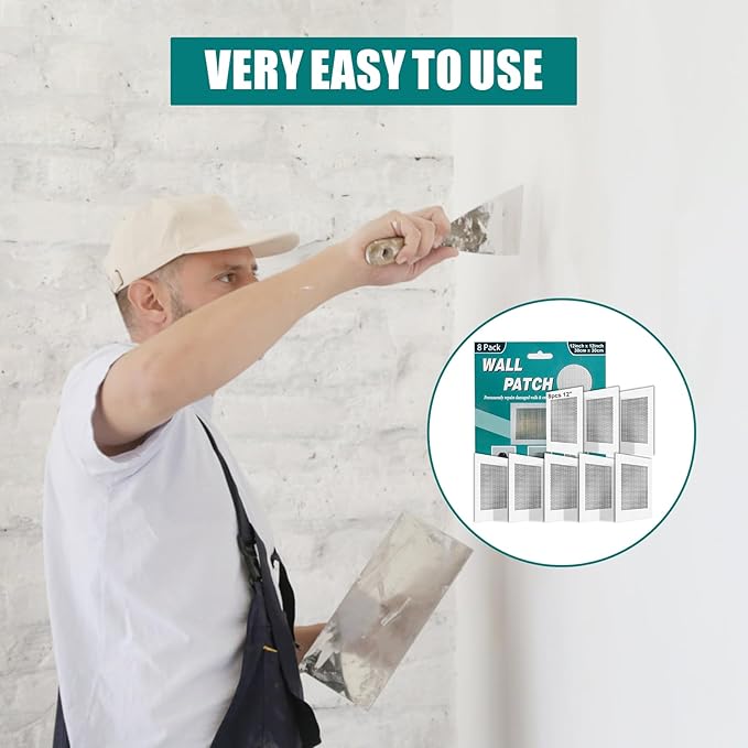 8Pcs 12 Inch Large Drywall Patch, Wall Repair Patches, Self-Adhesive Fiberglass Repair Kit Dry Wall Hole Repair Patch for Aluminum Metal Sheetrock Ceiling (12"x 12")