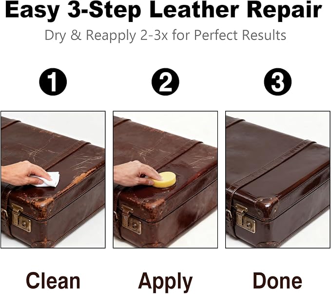 Dark Brown Leather Repair Kit, Dark Brown Leather Recoloring Balm, Leather Dye - Restore & Renew Scratch, Faded and Aged Leather & Vinyl Couches, Boots, Car Seats or Leather Furniture