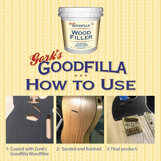 Goodfilla Ebony,1 Quart (3.5lbs) Wood and Grain Filler, Stainable, Sandable, Zero Waste, Non-Toxic, USA Made