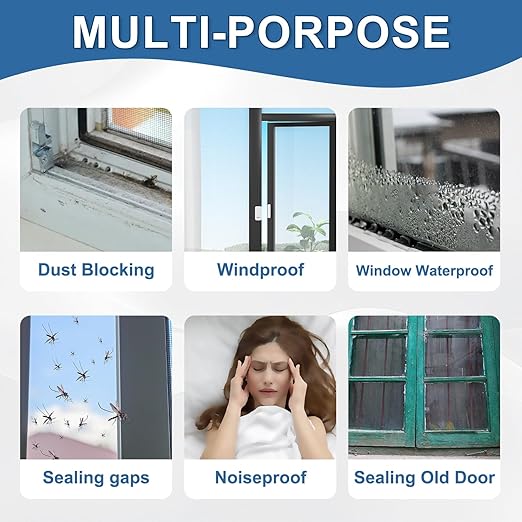 Transparent Window Weather Sealing Tape 3IN x 33 FT Draft Isolation No Residue Removable Adhesive Waterproof Windows Doors Shower Glass AC Units Ideal for Winter Seal & Summer Cold Air Loss Prevention