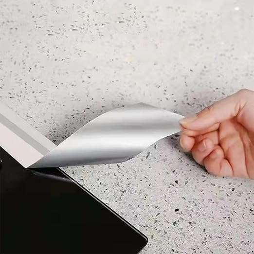 Aluminum Foil Tape, Silver Caulk Strip, Self Adhesive Waterproof Repair Duct Tape for Bathroom Toilet Kitchen Sink Basin Edge and Wall Sealing (1.18 inch x 32.8Ft)
