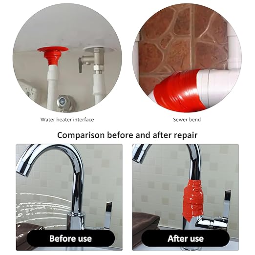 Beaupretty Waterproof PVC Pipe Leak Repair Tape Self-Adhesive Silicone Sealant Band 2.5Cm X Red for High Pressure Water Pipe Sealing and Leak Prevention