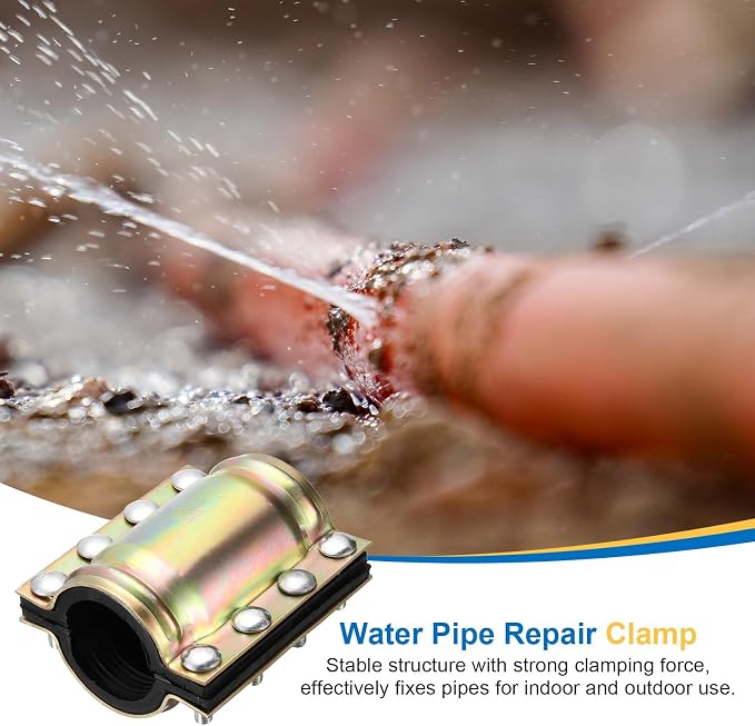 Water Pipe Repair Clamp, 7.09 Inch Length, 3 Inch ID Carbon Steel Leak Sealer Clamp, Leak Stoppers Pipe Repair Kit for 75mm OD PE PVC PPR Steel Iron Pipes