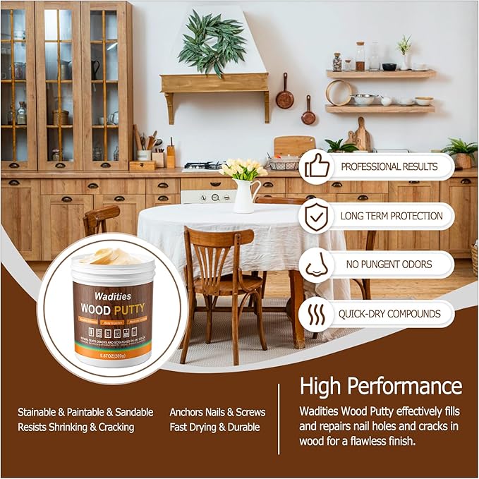 Wadities Natual Wood Filler, Natual Wood Putty, Paintable Stainable Wood Repair Putty, 9.87 Ounce Wood Furniture Repair kit, Quickly Repair Wood Cracks and Holes on Wooden Floor Furniture (Natual)