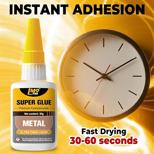 Metal Super Glue Liquid, 60g Clear Instant Thick CA Glue for Stainless Steel Aluminum DIY Crafts and Repairs, Fast Drying High Strength All Purpose Permanent Professional Cyanoacrylate Adhesives