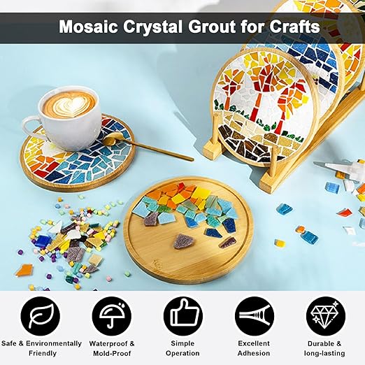 White Mosaic Crystal Grout 200g, No Need to add Water, Direct caulking, Mosaics Tile Tools, Mosaic Crystal Sealant for All Tiles & Surfaces