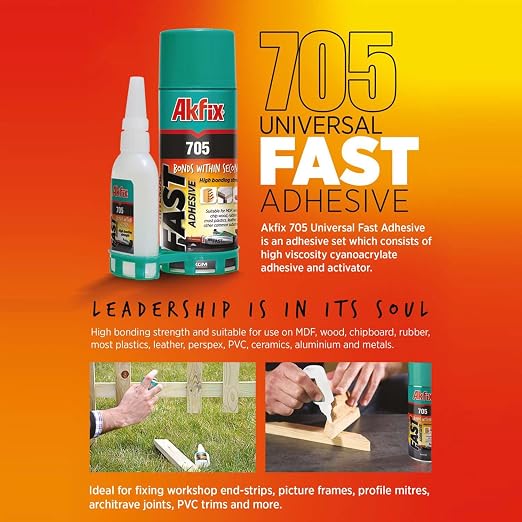Akfix 400ml 705 Fast Adhesive CA Glue (3.50 oz.) with Activator (13.50 fl oz.) [Clear Super Glue Adhesive and Accelerator Spray]