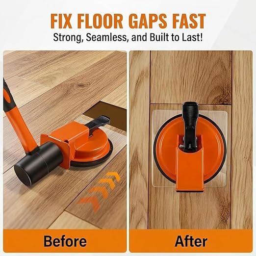 Floor Gap Fixer Tool with Rubber Hammer & 6 Reusable Adhesive Pads, Enhanced Suction Cup Floor Suction Cup Tool, Laminate FloorGap RepairTool for Laminate, Wood, Tile & Vinyl Flooring