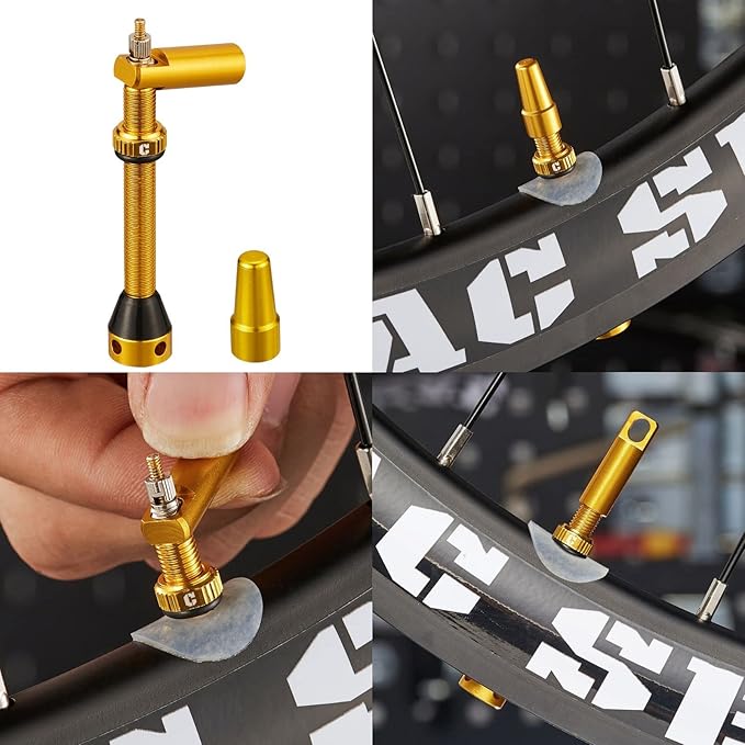 Corki Cycles Tubeless Presta Valve Stem 40 44 55 60 80 100mm with 2PCS Valve Core and 2PCS Remover Tool (Black Red Gold Rainbow)