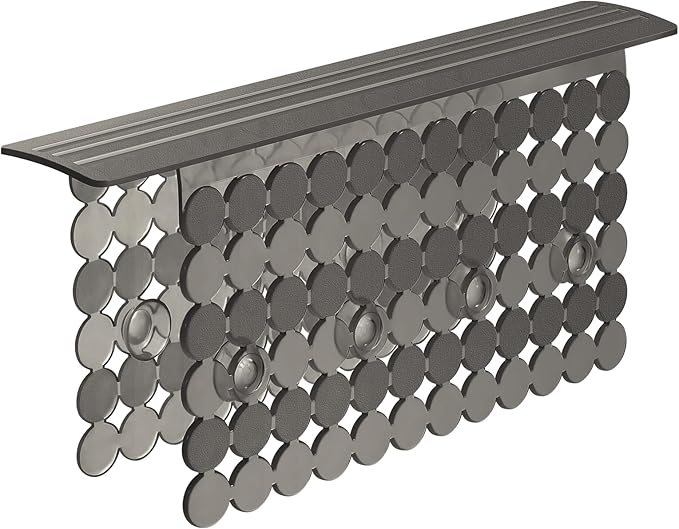 Bligli Plastic Sink Saddle, Sink Divider Mat with Strong Suction Cups, Kitchen Divided Sink Protector Mat for Glassware Dishes, Easy to Clean and No Smell, 9.5" x 12", Translucent Grey