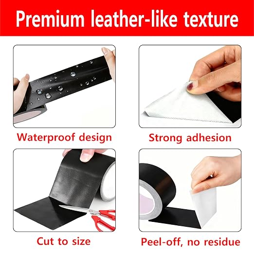 Leather Repair Tape for Sofa & Car Seats, 8 Colors, Waterproof Self-Adhesive Repair Patch, Leather-Like Texture, Indoor & Outdoor Use (Light Taupe - 4" W x 32.8'L)
