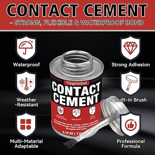 Bondtech Contact Cement Adhesive, Professional Neoprene Contact Adhesive, Strong Bonding for Woodworking, Leather, Repairs and Crafts (4.16 Ounce)