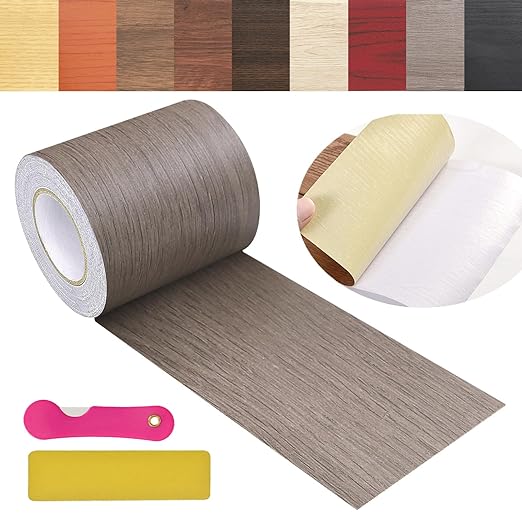Wood Grain Repair Tape, 2.4 inch X 32ft Self Adhesive Wood Colored Tape for Tables, Chairs, Baseboards, Doors, Windows, Floors, Handicraft DIY.