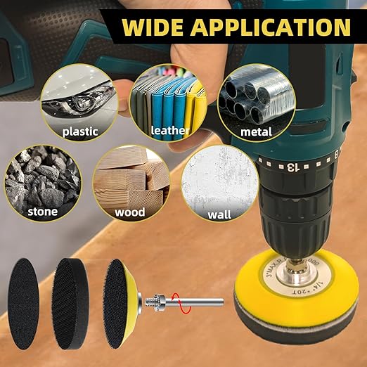 191Pcs 3 Inch Sanding Disc Drill Polishing Kit Sanding Attachment Assorted 60-10000 Grit, Wet Dry Silicon Carbide Hook & Loop Sandpaper with Sanding Pads and Soft Foam Buffering Pad for Car Wood Metal