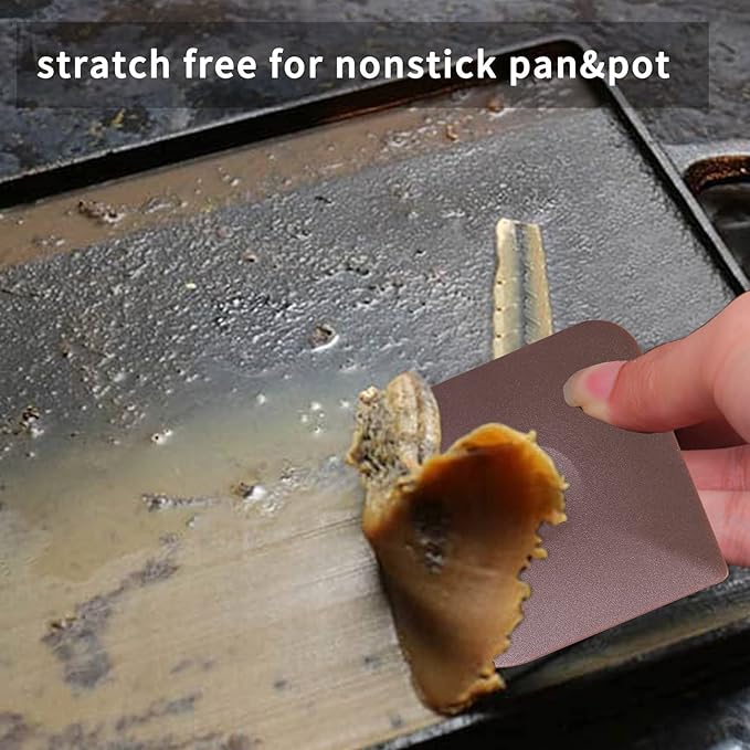 Pan Scraper Dish Scraper Tool Set, 5 Pack Plastic Pan Scraper Pot Scraper Food Scraper Nylon Non-Scratch Scraper, Polycarbonat Skillet Scraper Cleaner for Cleaning Grease Burnt Food, Kitchen Scraper