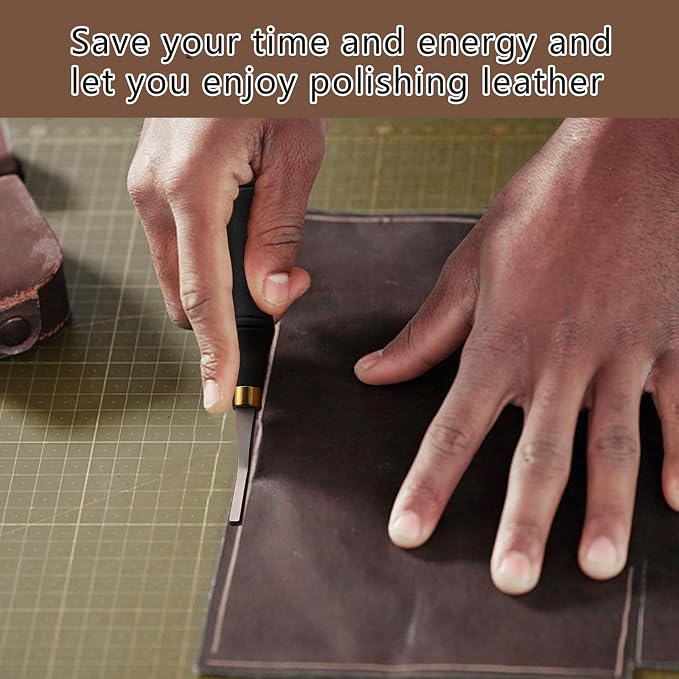 DIUDUS Leather Rougher, Leather Roughing Tool, Leather Edge Detail Rougher Roughing Leather Surface Polish File Tool with Ergonomic Handle Leather Working Leathercraft Tools for Edge Polishing(4mm)
