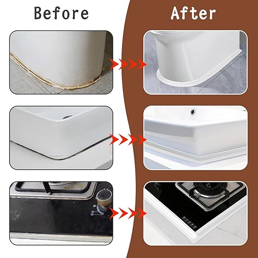 Caulk Tape, 3 Rolls Caulking Tape Sealant Strip, White Waterproof Self Adhesive Caulk Strip for Bathroom, Kitchen, Shower, Bathtub, Toilet with Sealing Tool(1.5" x10.5Ft)