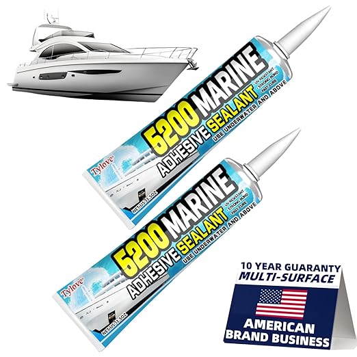 5200 Marine Sealant Adhesive Fast Cure - Permanent, Watertight Bonding and Sealing - UV Resistant, Above & Below Waterline- for Boats, Hulls, Decks & RVs,Pond Sealant 3oz (2Pack White)
