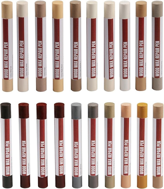 Wood Filler Sticks，20 Colors Wood Repair Wax Crayons Furniture Markers Touch up for Repairing Scratches, Scuffs, Cracks, Dings and Holes in Wood Floors, Cabinets, Furniture (Common Series)