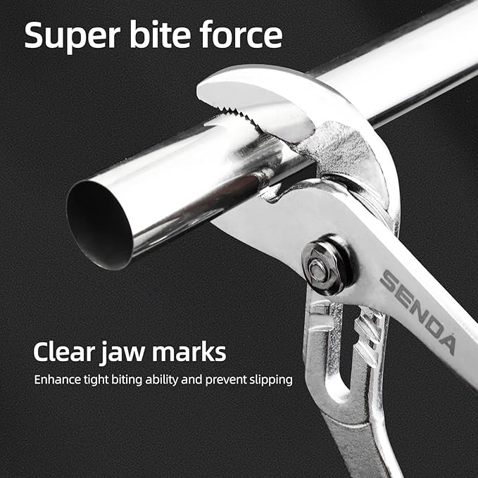 SENDA 10-Inch Groove Joint Pliers, 6 Jaw Positions Adjustable Tongue and Groove Water Pump Pliers, Premium CRV Steel Heavy Duty Plumbing Tool for Home & Industrial Repair