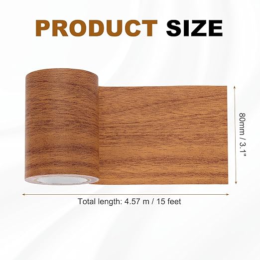 uxcell Wood Grain Repair Tape, 3.1" x 15ft Self Adhesive Wood Grain Colored Duct Tape Waterproof Repair Patch for Furniture Floor Scratch Fix, Baseboards, DIY Decor, Chocolate Oak