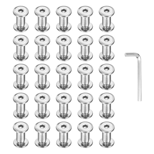 PATIKIL M5x5mm Hex Chicago Screws 6x10mm, 20Pcs 304 Stainless Steel Metric Hex Drive Socket Cap Binding Post Screw Posts for Scrapbook Leather Belt Album Furniture Repair, Silver