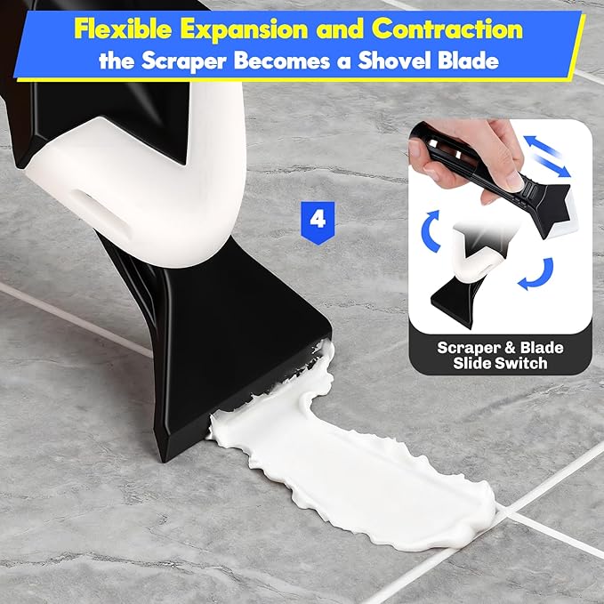 Silicone Caulking Tool Kit 3 in 1, Glass Glue Angle Scraper, Stainless Steelhead Caulk Remover and Sealant Scraper, for Kitchen Bathroom Window and Frames Sealant Seals