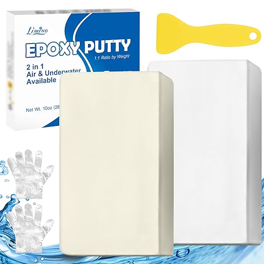 Epoxy Putty - 10oz Fast Repair Multipurpose Clay, Strong Adhesion Epoxy Filler Putty for Fixing Leaks, Cracks, Filling - 2 Part Epoxy Sculpt Clay for Bonding Metal, Tile, Ceramics, Plastic (White)