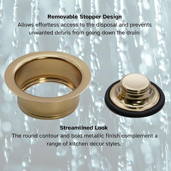 Westbrass D2089-01 4-1/4" Kitchen Sink Waste Disposal Drain Flange and Stopper, Polished Brass