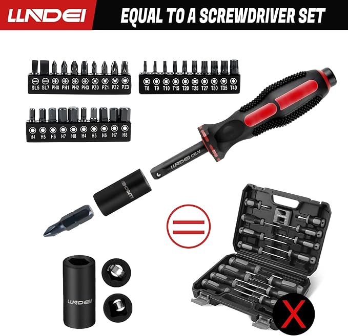 LLNDEI 48 Piece 1/4 Inch Mini Socket Ratchet Wrench Set, Metric Shallow Socket (4-14mm) 6-Point,with 72 Teeth Mini Ratcheting Wrench, Screwdriver Bit Set, Universal Joints and 3 Inch Extensions