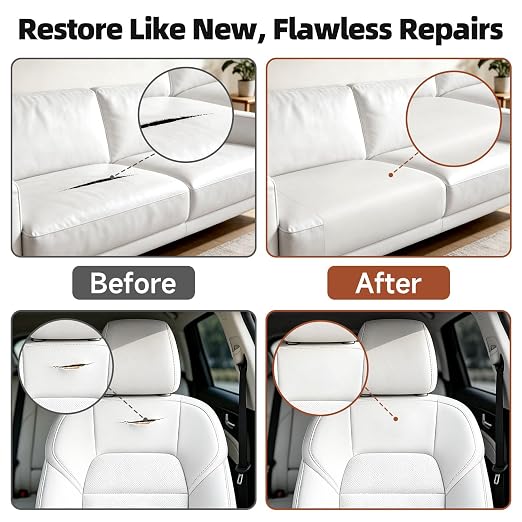 Leather Repair Tape, Heavy Duty Vinyl Repair Patch, Waterproof Self Adhesive Leather Repair Kit for Fixing Holes & Scratches on Couch, Car Seat, Furniture (White, 15.7 x 59in)