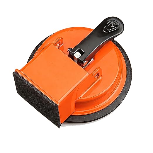 Floor Gap Fixer Tool with Vacuum Suction Cup, Heavy Duty Gap Repair Tool with 4 Reusable Sticky Pads for Laminate, Hardwood, Tile & PVC Floors (Orange)